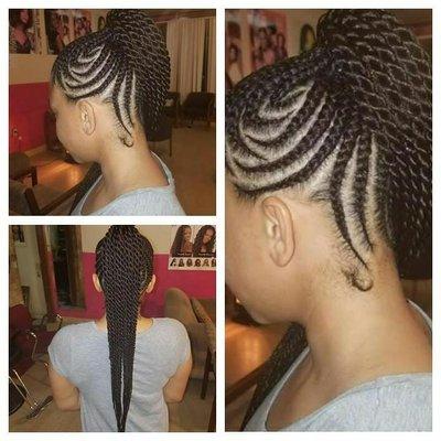 Natural cornrows updo