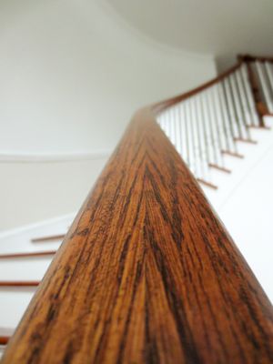 Completed handrail staining + foyer painting project. Greenwich, CT.