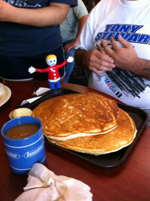 Super large pancakes! Note: The owner reports that NO ONE has ever finished the large pancakes let alone the super large.