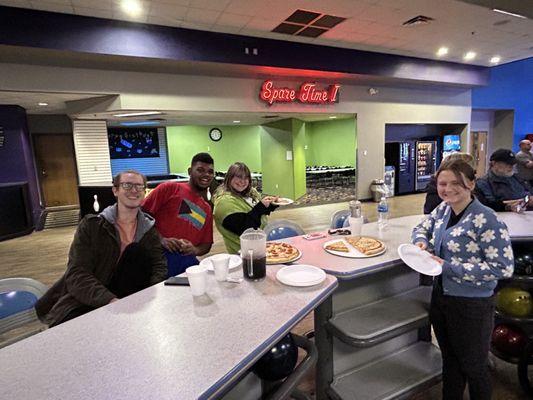 Typical bowling alley food, but it tastes good enough hot. Kids had a blast with the bowling, laser tag and video games.