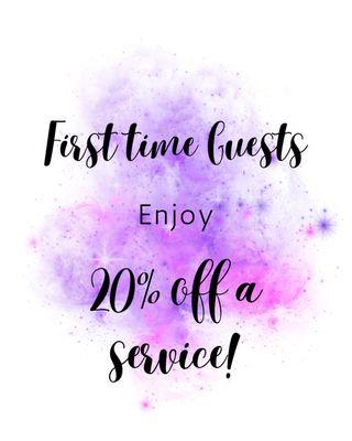 First time guests receive 20% off a service with me!