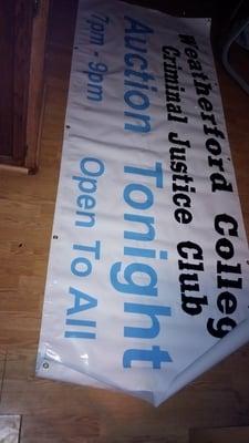 donated this banner for a college auction