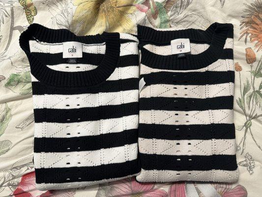 Sweater on the left represents what they received and sweater on the right is what they returned to me.