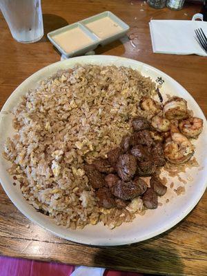 5 oz. NY Strip Steak and 7 Pieces Shrimp Hibachi