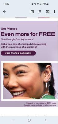 Today through Sunday! It's the same special I got with my 2nd Ear Piercing in May.     6/3/2022