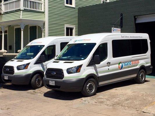 Fleet of Island Breeze Shuttle vans