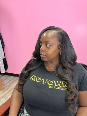 Seamless sewin Featuring our nubian curly bundles