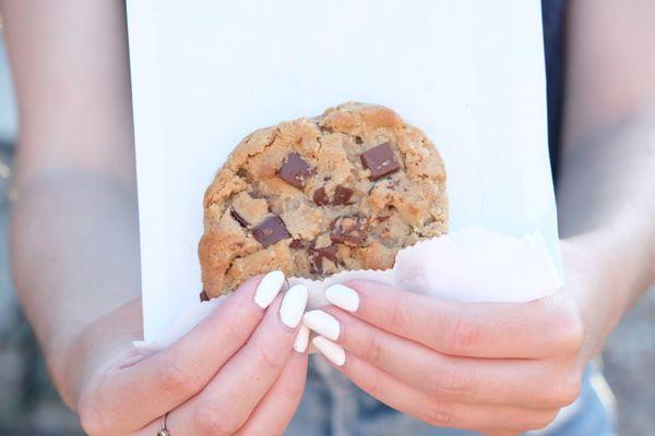 Our locally sourced, fresh baked chocolate chip cookies.