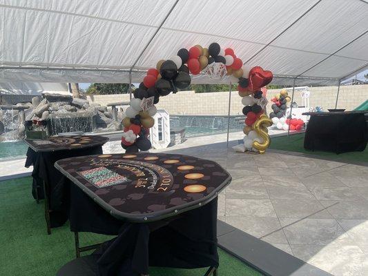 Black Jack Tables & Balloon Garland