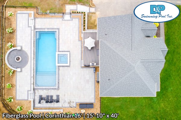 The beautiful Corinthian 16' pool from  @LathamPoolCorp  in Shale Gray with a Meridian Spillover Spa is looking fabulous! Hardscape by Desig