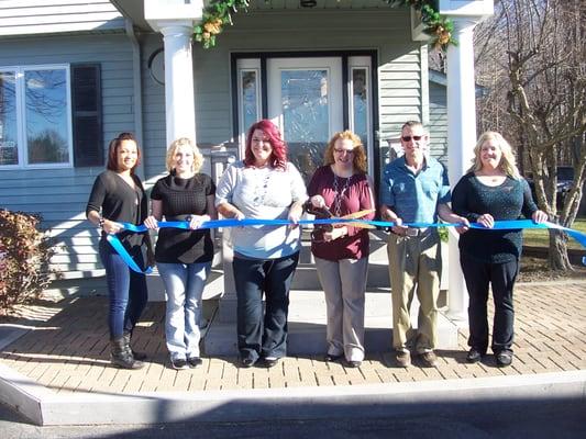 Ribbon Cutting.  Niki Hightower, Marquis Smith, Allison Falkner, Dawn & Tom Wibert, Jessica Denman