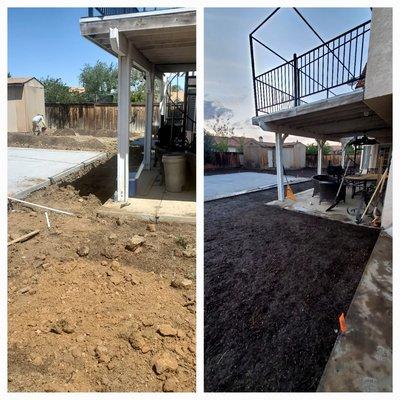 Here is  a before and after back yard ready for grass.give us a call free estimates