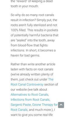 ...now my infected root canal has been causing a lot of bacteria to travel to my heart etc...Save your money, your teeth, and your health!