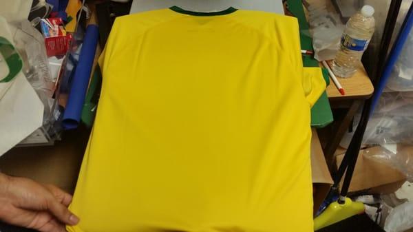 Before: No name on the Brazil soccer jersey.