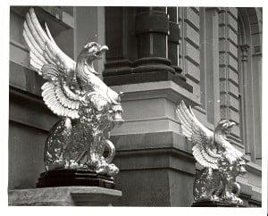 One of two Griffins on the Mitchell Building (SE Corner of Water & Michigan) that watches over the entrance to Historic Milw.