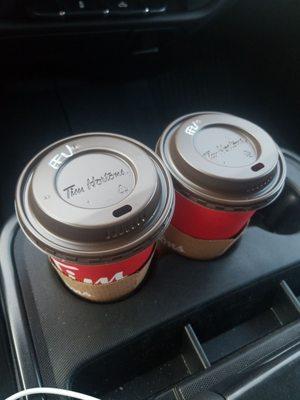 Two French vanilla cappuccinos