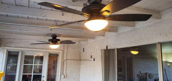 Installed 2 ceiling fans and a outlet