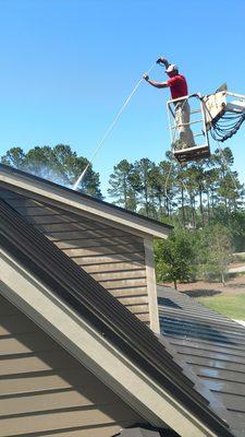 Nice day for professional roof detailing.