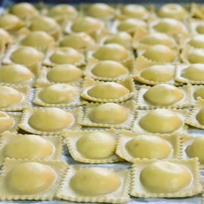 Handmade ravioli,  stuffed with ricotta lemon zest and pepper.