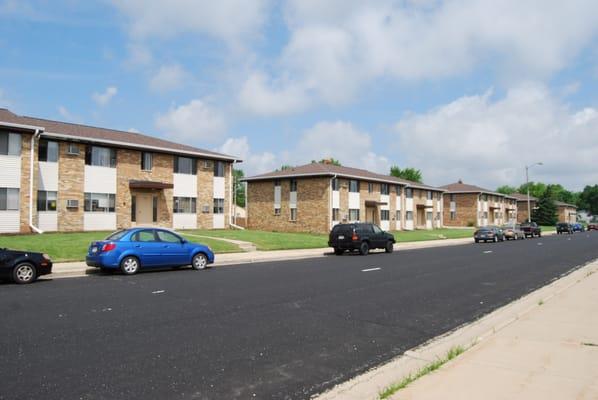 Apartments in Union Grove Roofing, gutters and down spouts.