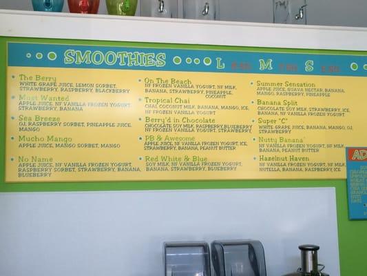 More smoothie menu