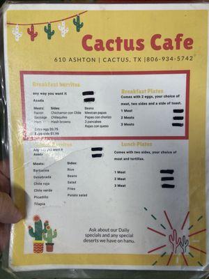 Menu (front)