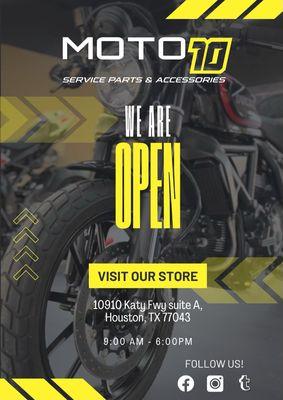 MOTO 10
Motorcycle Service Shop, Parts& Accessories