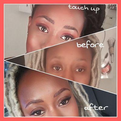 Microblading stages ·before ·after ·4 week touch up