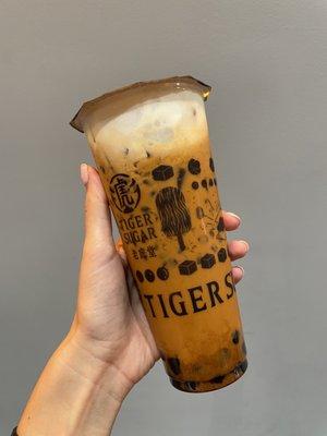 Tiger Thai Tea (with boba, crystal boba, and cream mousse)