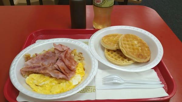 Waffle Special with a side of Hash Browns...