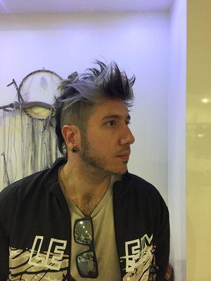 Creative mens hair, unique cut and color