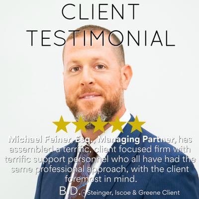 Michael Feiner, Partner of Steinger, Greene & Feiner Client Review