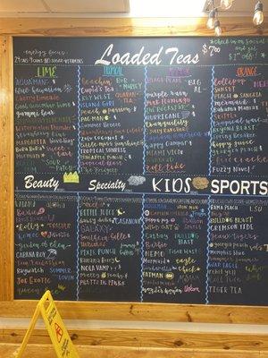 Loaded Tea menu