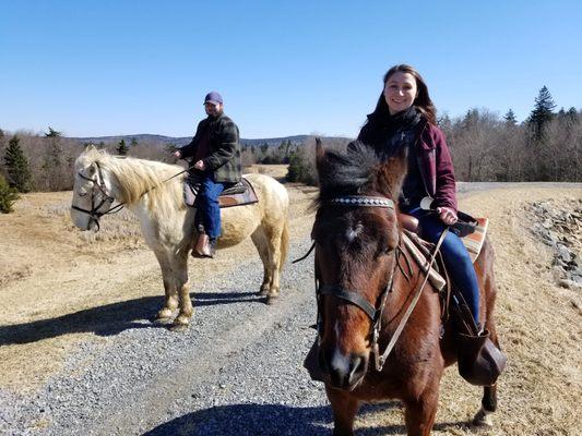 Luna on the left and Morgan on the right - lovely horses getting ready to shed that winter fur!