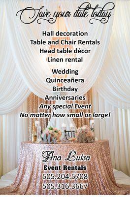 Reserve your rental items for the date of your special day