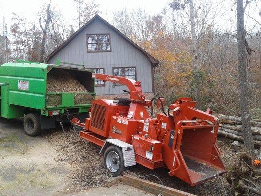 The chipper and chip truck. We do total clean up!