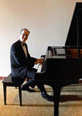 Pianist Kevin Fox before playing for an event at the Hilton Santa Barbara Beachfront Resort.