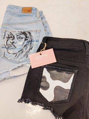 Jean Shorts painted by a local artists.