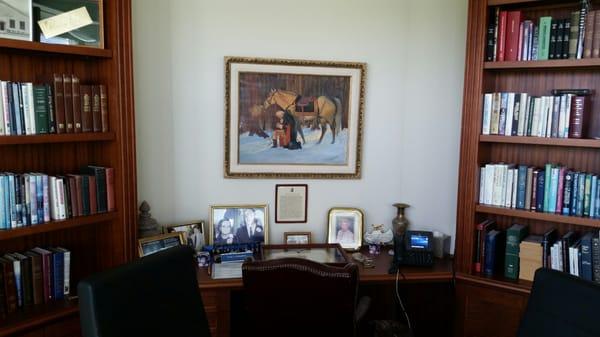 Dr. Bright's old office, with a painting of Washington by his sister