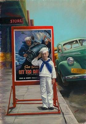 Sailor Boy WWII by Daniel Vancas - Great collections of WWII propaganda art at the Vanguard Gallery.