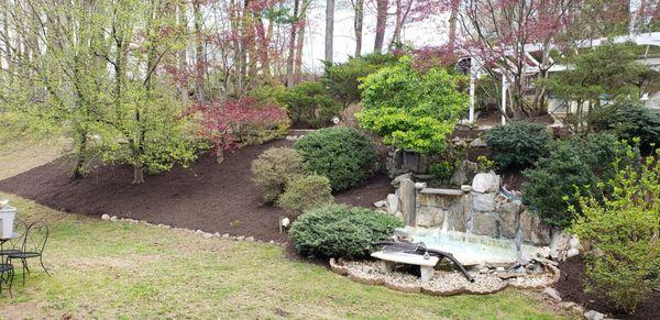 Back yard waterfall with pond feature.