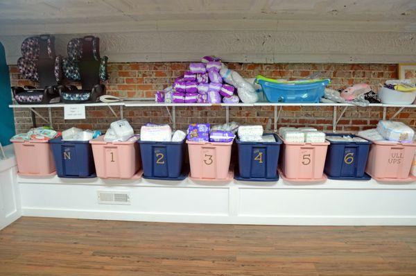 Multi-size Diaper selection in the Baby Boutique