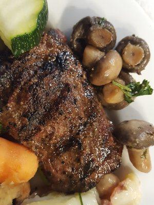 Flat Iron Steak with sauteed mushrooms