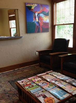 Our cozy reception area. Enjoy a magazine and nice cup of coffee or tea.