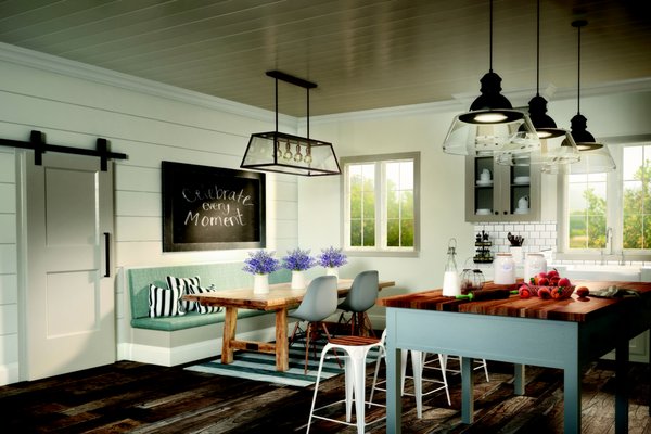 Farmhouse Kitchen with shiplap wall.