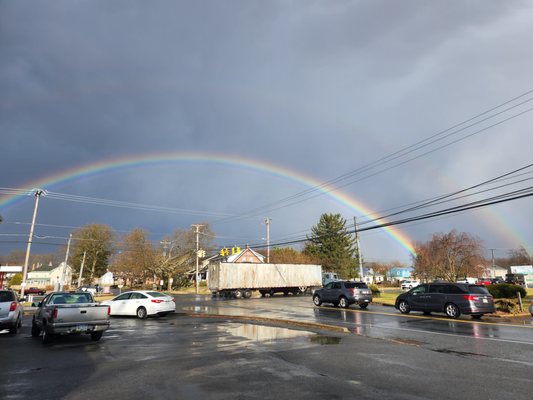 Rainbow in front of our shop