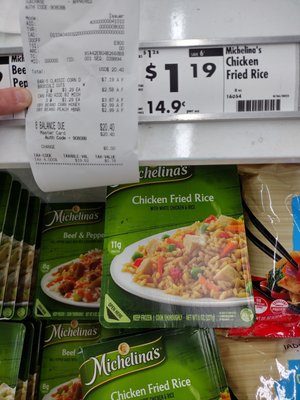 It rings up higher than the posted prices. Michelina's fried rice marked $1.19 rings up $1.29. Also, it has a bad selection and it's dirty.