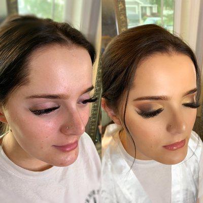 Bridal makeup before and after