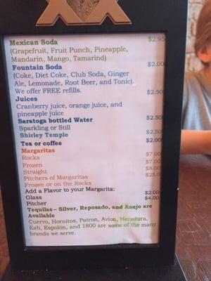 Drink menu