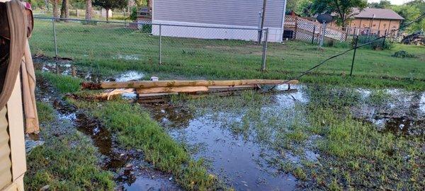 Broken service pole from
Storm